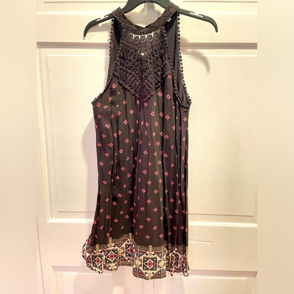 Halter neck, Boho flowy mini dress.